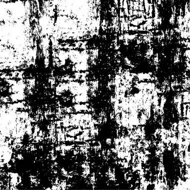 Grunge üst üste biniyor. Soyut siyah-beyaz vektör arkaplanı. Çatlak, leke ve noktalarda kirli desenli tek renkli klasik yüzey. Karanlık korku tarzında eski bir duvar.