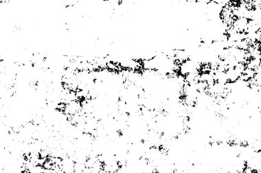 Grunge üst üste biniyor. Soyut siyah-beyaz vektör arkaplanı. Çatlak, leke ve noktalarda kirli desenli tek renkli klasik yüzey. Karanlık korku tarzında eski bir duvar.