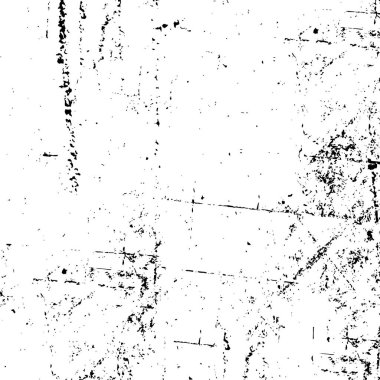 Grunge üst üste biniyor. Soyut siyah-beyaz vektör arkaplanı. Çatlak, leke ve noktalarda kirli desenli tek renkli klasik yüzey. Karanlık korku tarzında eski bir duvar.