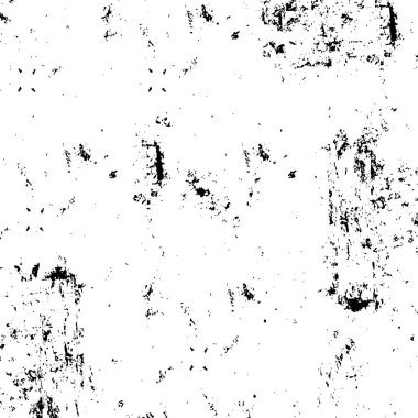 Grunge üst üste biniyor. Soyut siyah-beyaz vektör arkaplanı. Çatlak, leke ve noktalarda kirli desenli tek renkli klasik yüzey. Karanlık korku tarzında eski bir duvar.