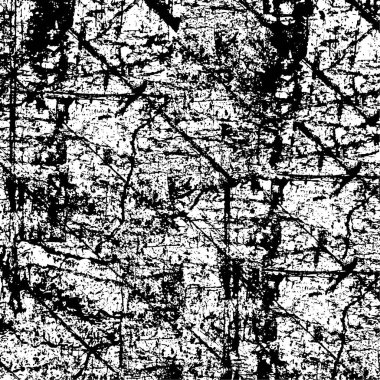 Soyut grunge gri koyu sıva duvar arkaplanı. Siyah beyaz boya sıçramış. Sanat, biçimlendirilmiş dokuma afişi, duvar kağıdı. Arkaplanda noktalar, çatlaklar, noktalar, fişler var. Tek renkli baskı