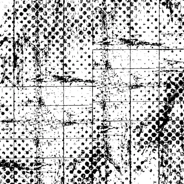 Soyut grunge gri koyu sıva duvar arkaplanı. Siyah beyaz boya sıçramış. Sanat, biçimlendirilmiş dokuma afişi, duvar kağıdı. Arkaplanda noktalar, çatlaklar, noktalar, fişler var. Tek renkli baskı