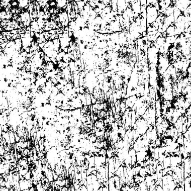 Siyah ve beyaz soyut arka plan. Çatlakların, tozun, lekelerin tek renkli dokusu. Yazdırma ve tasarım için desen