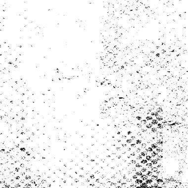 Grunge üst üste biniyor. Soyut siyah-beyaz vektör arkaplanı. Çatlak, leke ve noktalarda kirli desenli tek renkli klasik yüzey. Karanlık korku tarzında eski bir duvar.