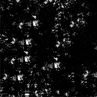 Grunge üst üste biniyor. Soyut siyah-beyaz vektör arkaplanı. Çatlak, leke ve noktalarda kirli desenli tek renkli klasik yüzey. Karanlık korku tarzında eski bir duvar.