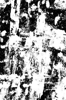 Grunge üst üste biniyor. Soyut siyah-beyaz vektör arkaplanı. Çatlak, leke ve noktalarda kirli desenli tek renkli klasik yüzey. Karanlık korku tarzında eski bir duvar.