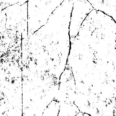 Grunge üst üste biniyor. Soyut siyah-beyaz vektör arkaplanı. Çatlak, leke ve noktalarda kirli desenli tek renkli klasik yüzey. Karanlık korku tarzında eski bir duvar.