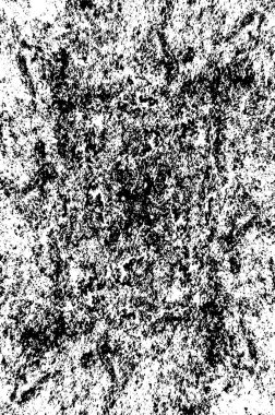 Grunge üst üste biniyor. Soyut siyah-beyaz vektör arkaplanı. Çatlak, leke ve noktalarda kirli desenli tek renkli klasik yüzey. Karanlık korku tarzında eski bir duvar.