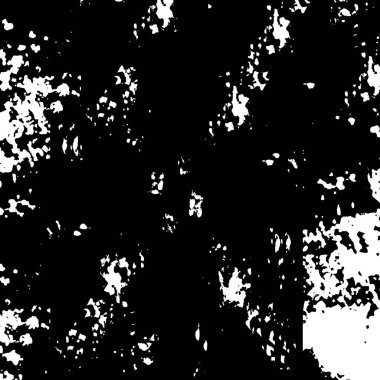 Grunge üst üste biniyor. Soyut siyah-beyaz vektör arkaplanı. Çatlak, leke ve noktalarda kirli desenli tek renkli klasik yüzey. Karanlık korku tarzında eski bir duvar.