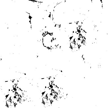 Grunge üst üste biniyor. Soyut siyah-beyaz vektör arkaplanı. Çatlak, leke ve noktalarda kirli desenli tek renkli klasik yüzey. Karanlık korku tarzında eski bir duvar.