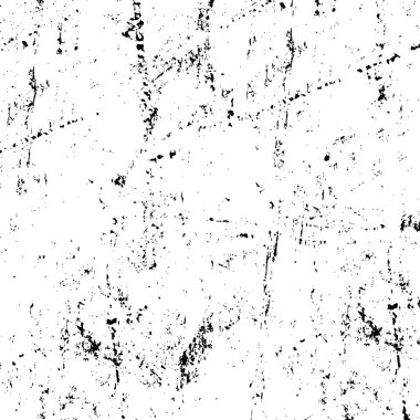 Grunge üst üste biniyor. Soyut siyah-beyaz vektör arkaplanı. Çatlak, leke ve noktalarda kirli desenli tek renkli klasik yüzey. Karanlık korku tarzında eski bir duvar.