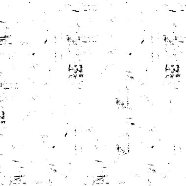 Grunge üst üste biniyor. Soyut siyah-beyaz vektör arkaplanı. Çatlak, leke ve noktalarda kirli desenli tek renkli klasik yüzey. Karanlık korku tarzında eski bir duvar.