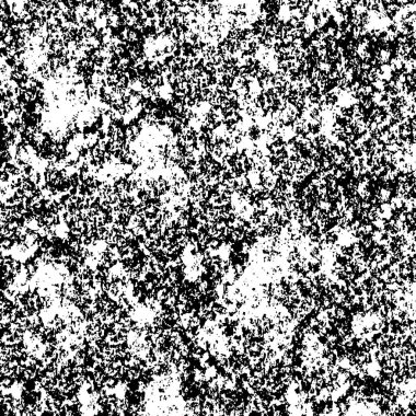 Grunge üst üste biniyor. Soyut siyah-beyaz vektör arkaplanı. Çatlak, leke ve noktalarda kirli desenli tek renkli klasik yüzey. Karanlık korku tarzında eski bir duvar.