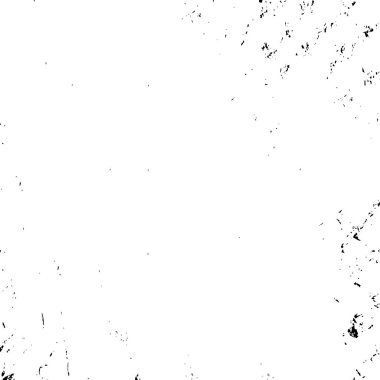 Grunge üst üste biniyor. Soyut siyah-beyaz vektör arkaplanı. Çatlak, leke ve noktalarda kirli desenli tek renkli klasik yüzey. Karanlık korku tarzında eski bir duvar.