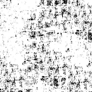 Grunge üst üste biniyor. Soyut siyah-beyaz vektör arkaplanı. Çatlak, leke ve noktalarda kirli desenli tek renkli klasik yüzey. Karanlık korku tarzında eski bir duvar.
