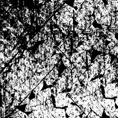 Grunge üst üste biniyor. Soyut siyah-beyaz vektör arkaplanı. Çatlak, leke ve noktalarda kirli desenli tek renkli klasik yüzey. Karanlık korku tarzında eski bir duvar.