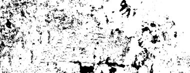 Grunge üst üste biniyor. Soyut siyah-beyaz vektör arkaplanı. Çatlak, leke ve noktalarda kirli desenli tek renkli klasik yüzey. Karanlık korku tarzında eski bir duvar.