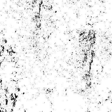 Grunge üst üste biniyor. Soyut siyah-beyaz vektör arkaplanı. Çatlak, leke ve noktalarda kirli desenli tek renkli klasik yüzey. Karanlık korku tarzında eski bir duvar.