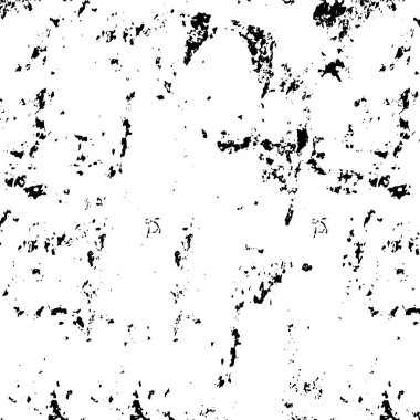 Grunge üst üste biniyor. Soyut siyah-beyaz vektör arkaplanı. Çatlak, leke ve noktalarda kirli desenli tek renkli klasik yüzey. Karanlık korku tarzında eski bir duvar.
