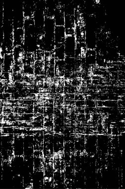 Grunge üst üste biniyor. Soyut siyah-beyaz vektör arkaplanı. Çatlak, leke ve noktalarda kirli desenli tek renkli klasik yüzey. Karanlık korku tarzında eski bir duvar.