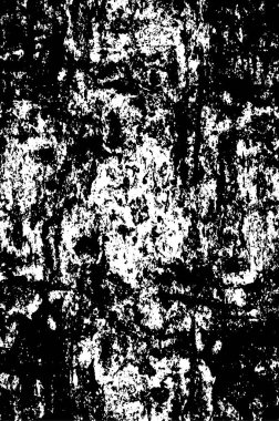 Grunge üst üste biniyor. Soyut siyah-beyaz vektör arkaplanı. Çatlak, leke ve noktalarda kirli desenli tek renkli klasik yüzey. Karanlık korku tarzında eski bir duvar.