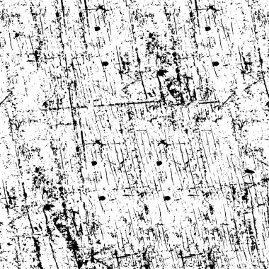 Grunge üst üste biniyor. Soyut siyah-beyaz vektör arkaplanı. Çatlak, leke ve noktalarda kirli desenli tek renkli klasik yüzey. Karanlık korku tarzında eski bir duvar.