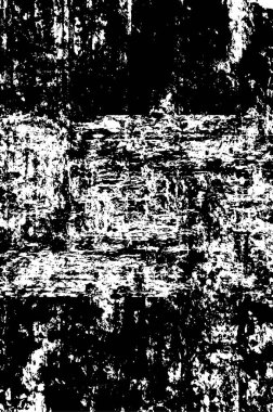 Grunge üst üste biniyor. Soyut siyah-beyaz vektör arkaplanı. Çatlak, leke ve noktalarda kirli desenli tek renkli klasik yüzey. Karanlık korku tarzında eski bir duvar.
