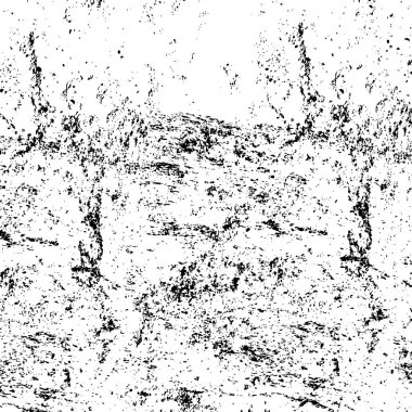 Grunge üst üste biniyor. Soyut siyah-beyaz vektör arkaplanı. Çatlak, leke ve noktalarda kirli desenli tek renkli klasik yüzey. Karanlık korku tarzında eski bir duvar.