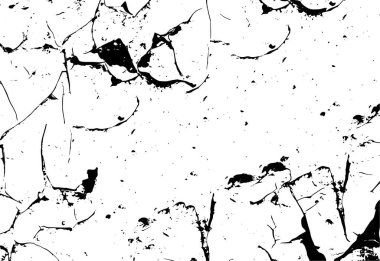 Grunge üst üste biniyor. Soyut siyah-beyaz vektör arkaplanı. Çatlak, leke ve noktalarda kirli desenli tek renkli klasik yüzey. Karanlık korku tarzında eski bir duvar.