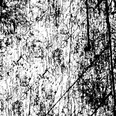 Grunge üst üste biniyor. Soyut siyah-beyaz vektör arkaplanı. Çatlak, leke ve noktalarda kirli desenli tek renkli klasik yüzey. Karanlık korku tarzında eski bir duvar.