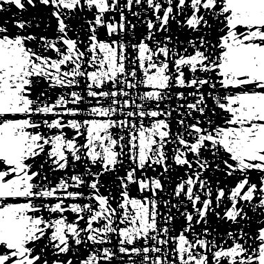 Grunge üst üste biniyor. Soyut siyah-beyaz vektör arkaplanı. Çatlak, leke ve noktalarda kirli desenli tek renkli klasik yüzey. Karanlık korku tarzında eski bir duvar.