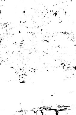 Grunge üst üste biniyor. Soyut siyah-beyaz vektör arkaplanı. Çatlak, leke ve noktalarda kirli desenli tek renkli klasik yüzey. Karanlık korku tarzında eski bir duvar.