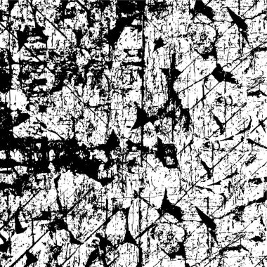 Grunge üst üste biniyor. Soyut siyah-beyaz vektör arkaplanı. Çatlak, leke ve noktalarda kirli desenli tek renkli klasik yüzey. Karanlık korku tarzında eski bir duvar.