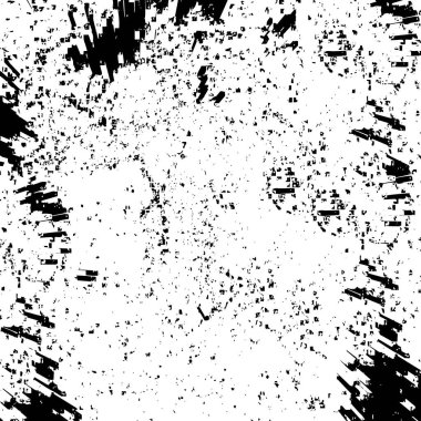 Grunge üst üste biniyor. Soyut siyah-beyaz vektör arkaplanı. Çatlak, leke ve noktalarda kirli desenli tek renkli klasik yüzey. Karanlık korku tarzında eski bir duvar.