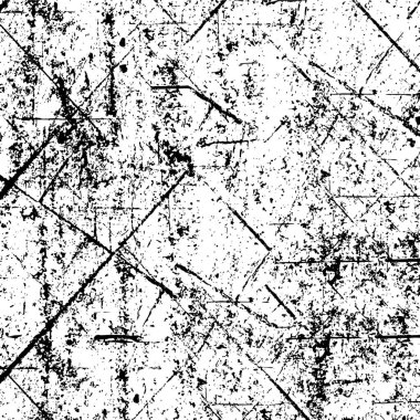 Çatlamış beton, taş ya da asfaltın sıkıntılı örtülü dokusu. Grunge 'un arka planı. soyut yarım ton vektör çizimi 