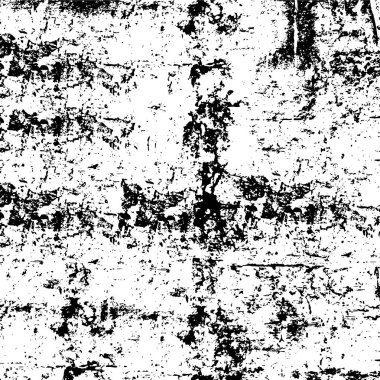 Grunge dokusu çatlaklar, cipsler, lekeler. Siyah ve beyaz yazdırılmış ögelerin soyut deseni