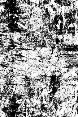 Siyah ve beyaz soyut arka plan. Noktaların, çatlakların, tozların, lekelerin tek renkli dokusu. Yazdırma ve tasarım için desen