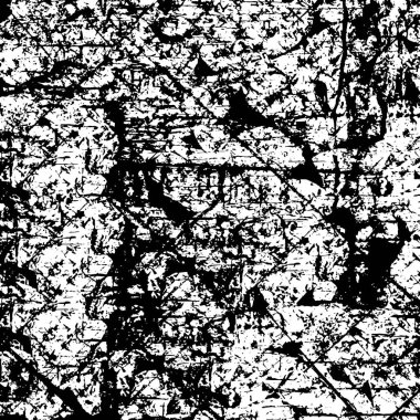 Siyah ve beyaz dokusunun Grunge arka planı. Elementlerin soyut deseni. Tek renkli baskı ve tasarım.