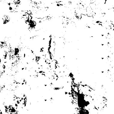Grunge siyah ve beyaz model vektörü. Soyut arka plan monokromu. Elementler, çatlaklar, yongalar, çizgiler, kartvizit basımı için lekeler, çıkartmalar, kartvizitler, posterler ve tasarım için mürekkep