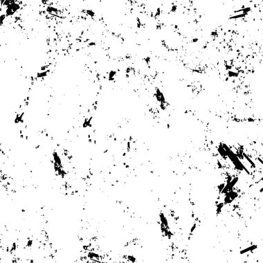 Grunge siyah ve beyaz model vektörü. Soyut arka plan monokromu. Elementler, çatlaklar, yongalar, çizgiler, kartvizit basımı için lekeler, çıkartmalar, kartvizitler, posterler ve tasarım için mürekkep