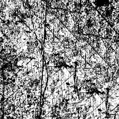 Grunge siyah ve beyaz model vektörü. Soyut arka plan monokromu. Elementler, çatlaklar, yongalar, çizgiler, kartvizit basımı için lekeler, çıkartmalar, kartvizitler, posterler ve tasarım için mürekkep