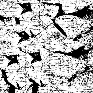 Dağınık darbelerle modern desen. Dokusu olan siyah beyaz arkaplan.
