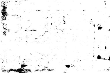 Grunge üst üste biniyor. Soyut siyah-beyaz vektör arkaplanı. Çatlaklarda, noktalarda, noktalarda kirli desenli tek renkli vintage yüzey.  