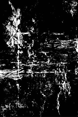 Grunge üst üste biniyor. Soyut siyah-beyaz vektör arkaplanı. Çatlak, leke ve noktalarda kirli desenli tek renkli klasik yüzey. Karanlık korku tarzında eski bir duvar.