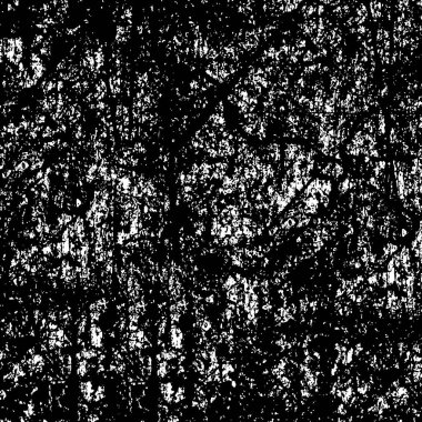 Grunge üst üste biniyor. Soyut siyah-beyaz vektör arkaplanı. Çatlak, leke ve noktalarda kirli desenli tek renkli klasik yüzey. Karanlık korku tarzında eski bir duvar.