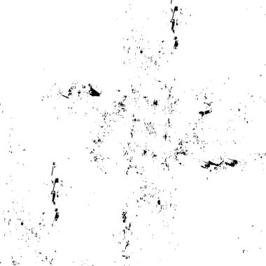 Grunge üst üste biniyor. Soyut siyah-beyaz vektör arkaplanı. Çatlak, leke ve noktalarda kirli desenli tek renkli klasik yüzey. Karanlık korku tarzında eski bir duvar.