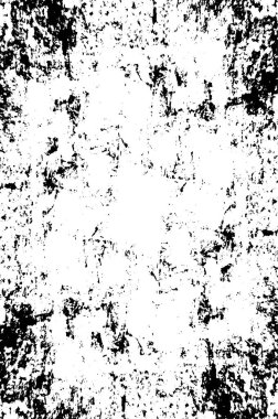 Grunge üst üste biniyor. Soyut siyah-beyaz vektör arkaplanı. Çatlak, leke ve noktalarda kirli desenli tek renkli klasik yüzey. Karanlık korku tarzında eski bir duvar.