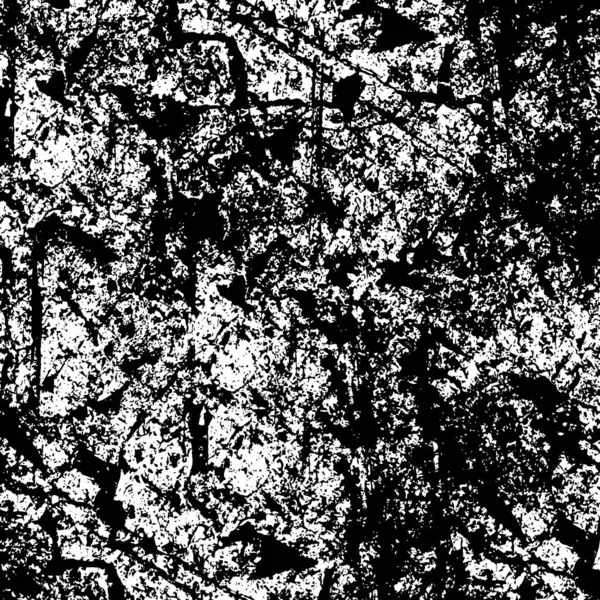 Grunge üst üste biniyor. Soyut siyah-beyaz vektör arkaplanı. Çatlak, leke ve noktalarda kirli desenli tek renkli klasik yüzey. Karanlık korku tarzında eski bir duvar.