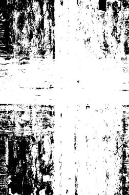 Grunge üst üste biniyor. Soyut siyah-beyaz vektör arkaplanı. Çatlak, leke ve noktalarda kirli desenli tek renkli klasik yüzey. Karanlık korku tarzında eski bir duvar.