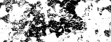 Grunge üst üste biniyor. Soyut siyah-beyaz vektör arkaplanı. Çatlak, leke ve noktalarda kirli desenli tek renkli klasik yüzey. Karanlık korku tarzında eski bir duvar.